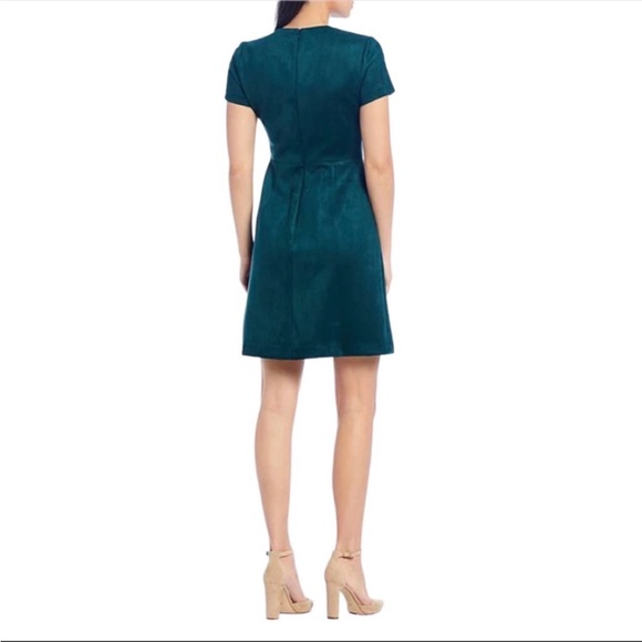 Calvin Klein Jewel Tone Suede Zipper Detail Dress - Picture 2 of 7